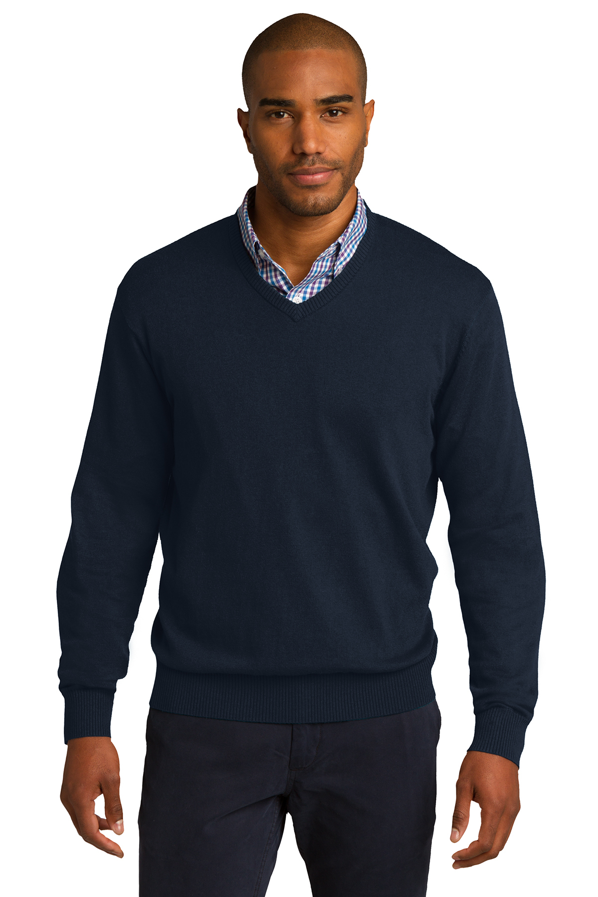 V-neck sweaters is fashionable and versatile, and can show off the wearer's neck line, slimming and modifying the face.