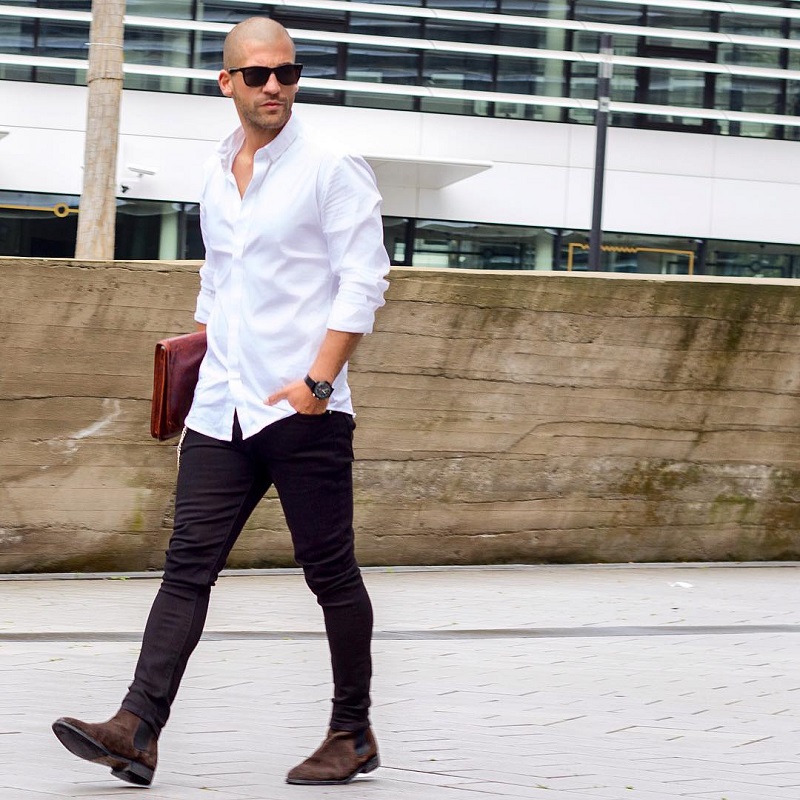 White shirt and jeans