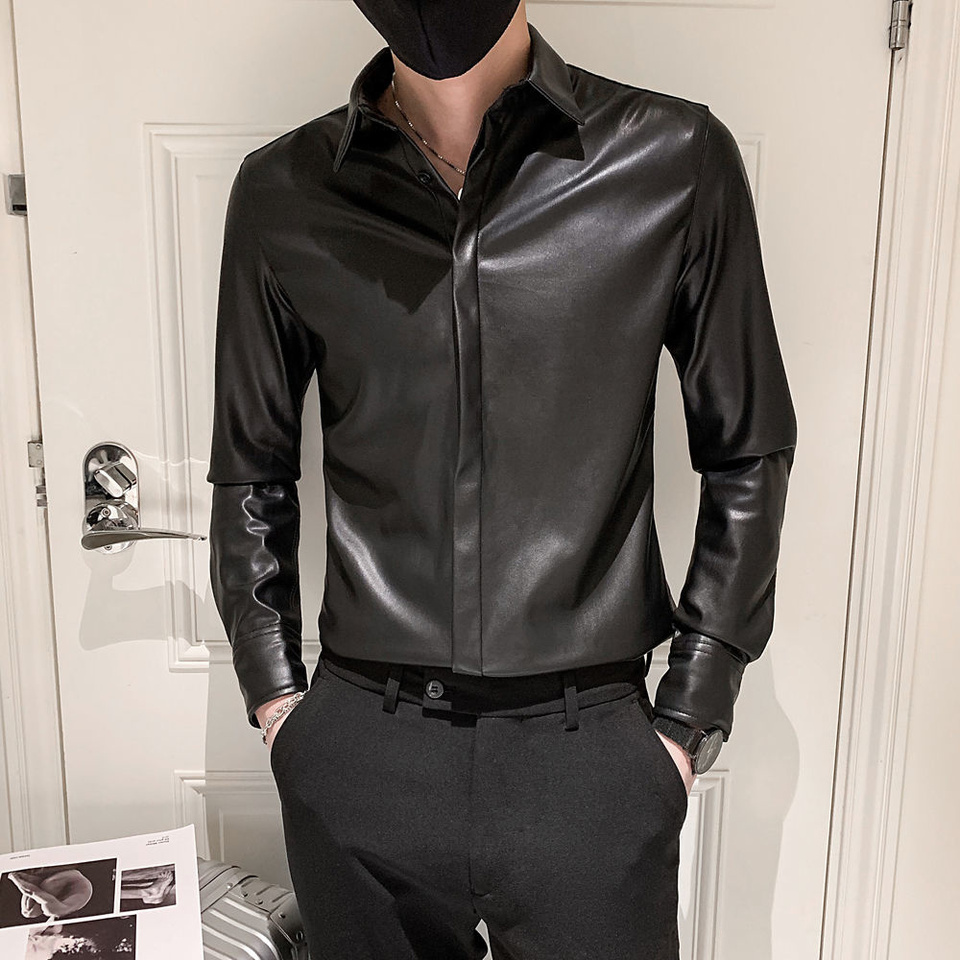 Faux leather shirt