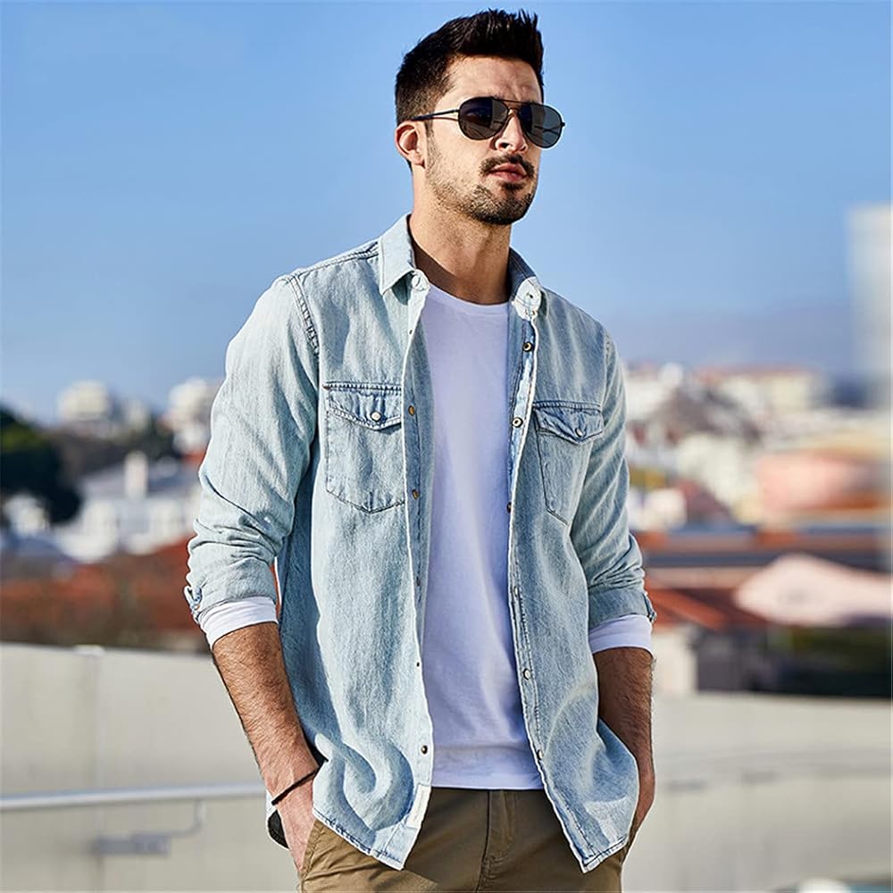 Denim shirt outfit men