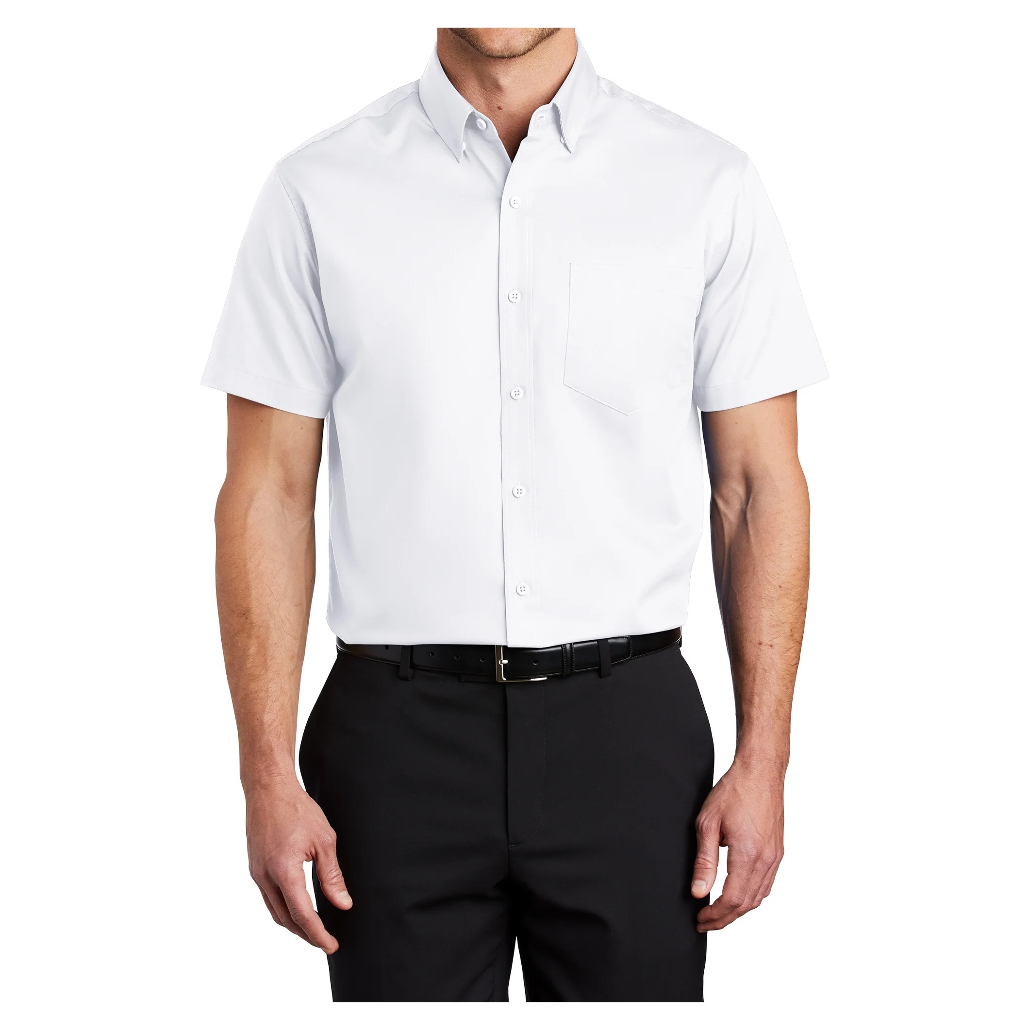 white polyester shirt