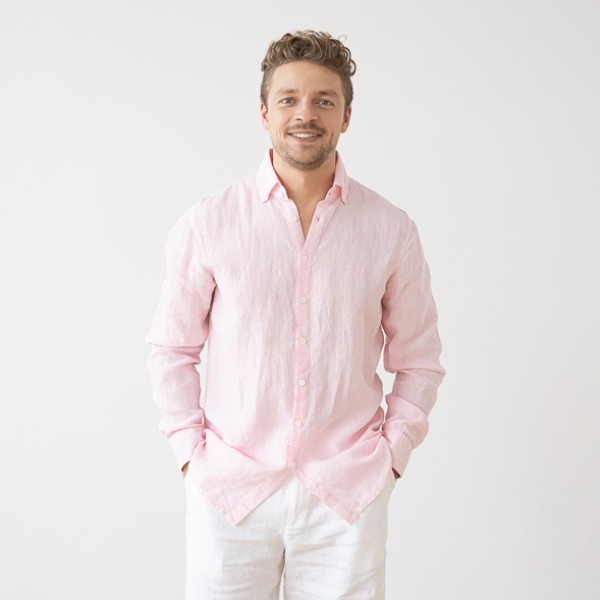 pink and light blue shirt