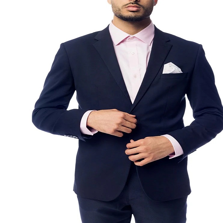 mens blue suit pink shirt