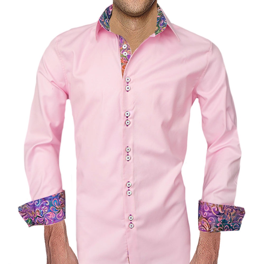 suit pink shirt