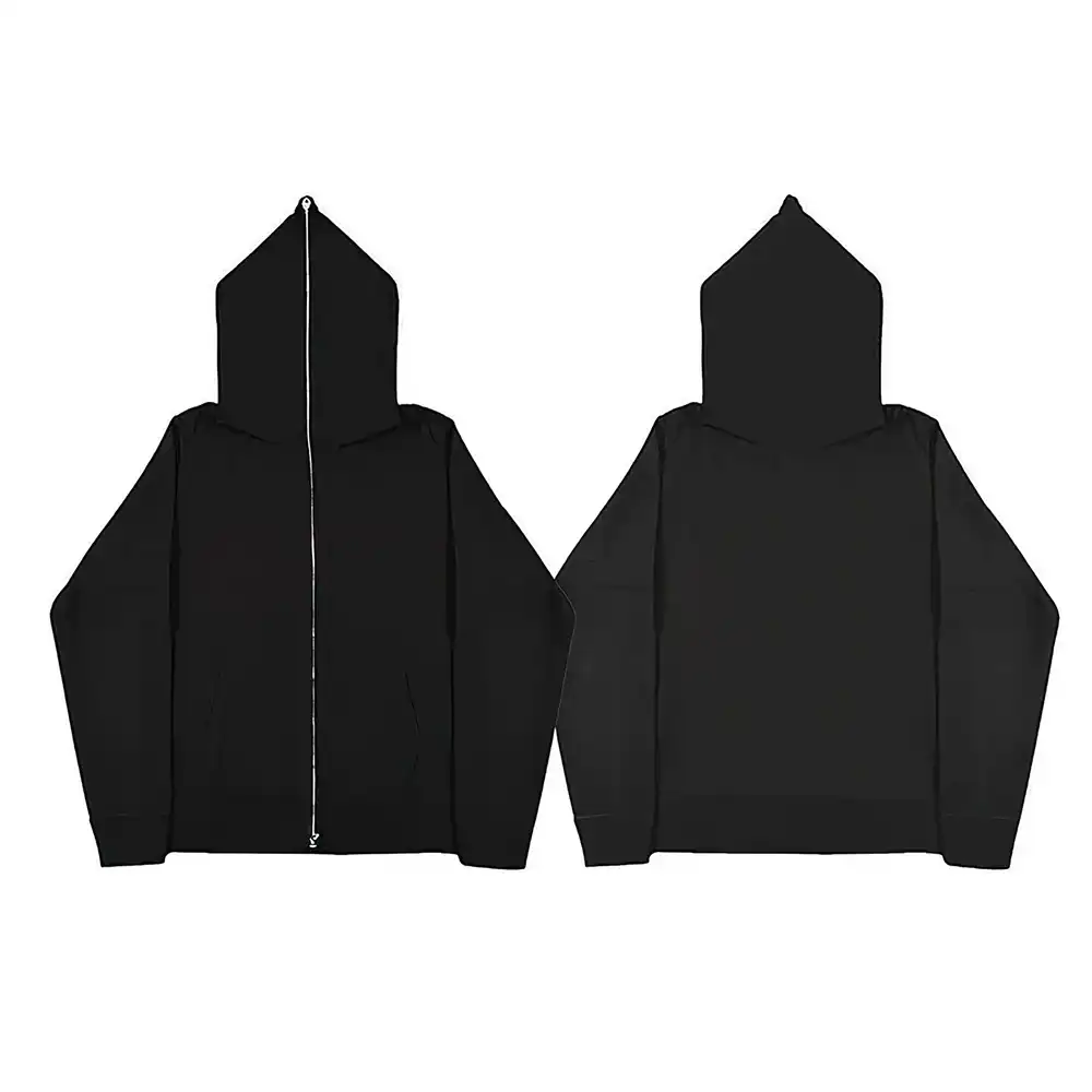 plain black zip up hoodie