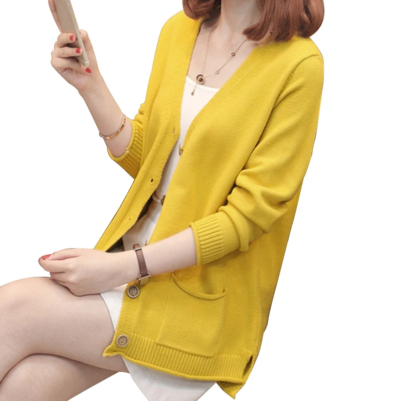 yellow cardigan