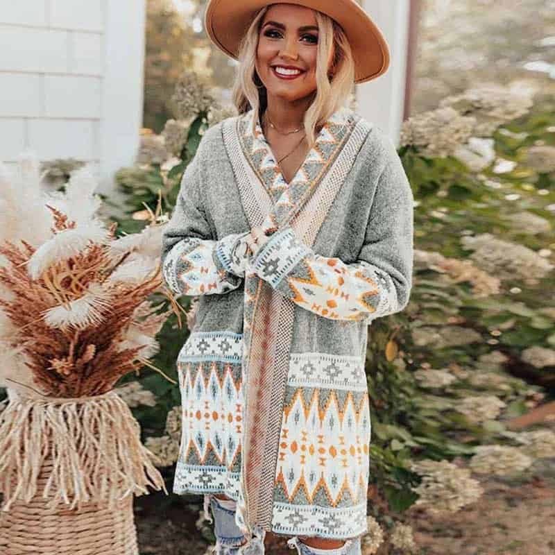 aztec print cardigan